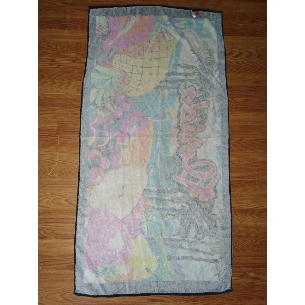 Vintage Florida Beach Towel Home Fashion Cotton Tropical Fruit Neon Souvenir